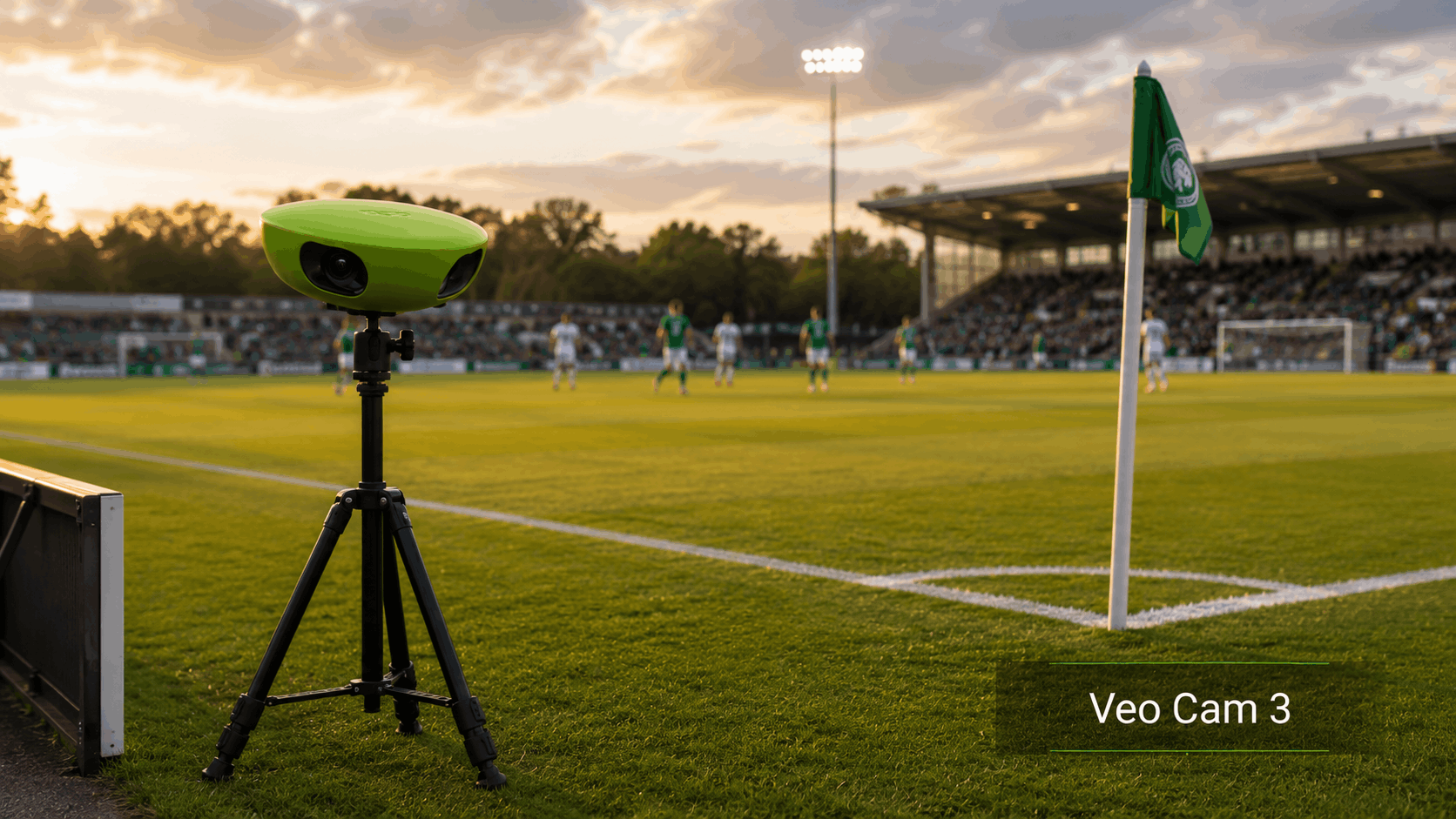 Caméra Veo Cam 3 sur trépied pour filmer un match de foot